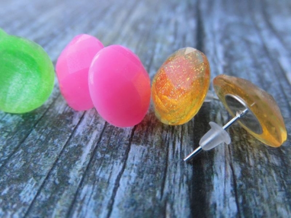 Glitzer Ohrstecker rund Kreis Muster